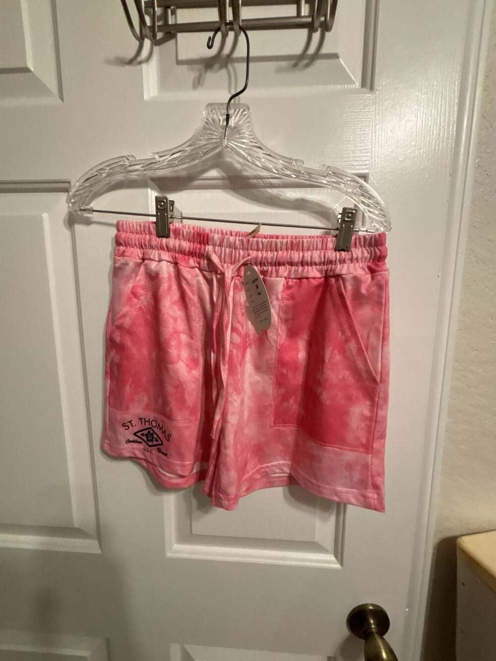 Shoreline St. Thomas Caribbean U.S.V.I. Brand Pink Tie Dye Lounge Sweatshorts